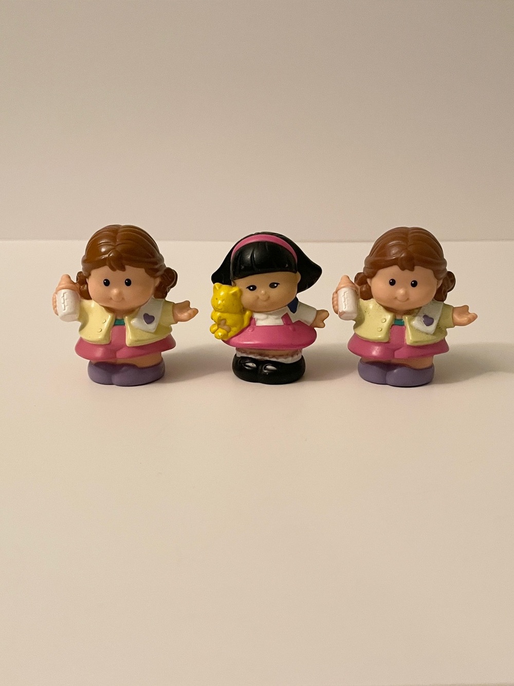 Fisher Price Little People Mommy with Baby Bottle & Sonya Lee with Cat Figures